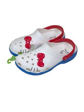 Hello Kitty Crocs iam Classic Clog Mens Size 12 White with Red Blue Accents
